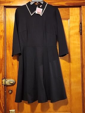 Kate Spade Fit & Flare Ponte Dress Rhinestone And Pearl Collar Embellishments